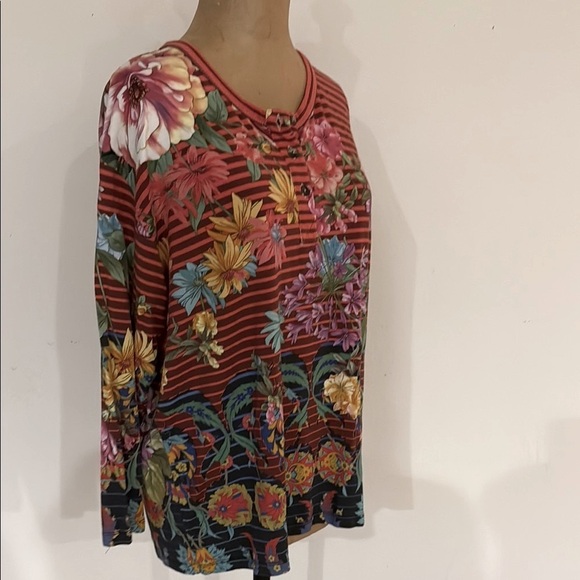 Johnny Was sz M Floral Striped Women's Top - Picture 4 of 8